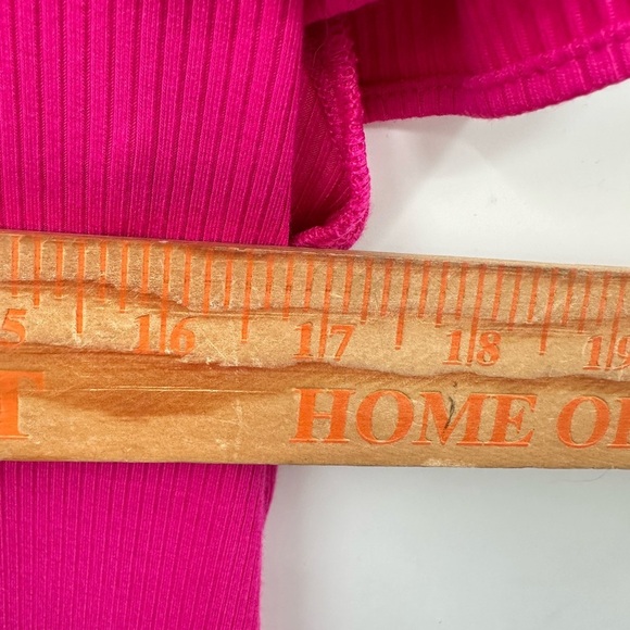 ON 34th Pink ribbed woman Flutter sleeve ribbed shabby chic summer top NWT L - Picture 9 of 13